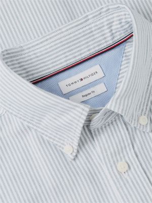 camicia oxford regular fit a righe verde da uomini tommy hilfiger