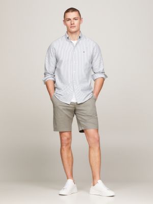 chemise standard en coton oxford à rayures blanc pour hommes tommy hilfiger