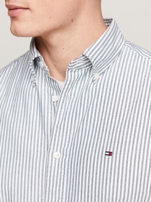 white regular fit stripe oxford shirt for men tommy hilfiger