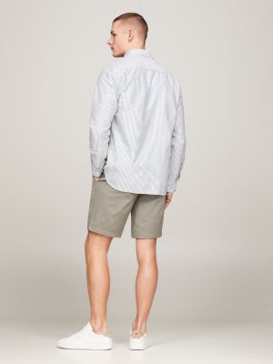 chemise standard en coton oxford à rayures blanc pour hommes tommy hilfiger