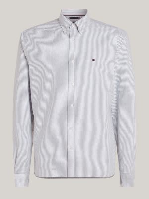 chemise oxford coupe standard rayée blanc pour hommes tommy hilfiger