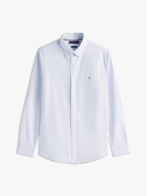 blau gestreiftes regular fit oxford-hemd für herren - tommy hilfiger