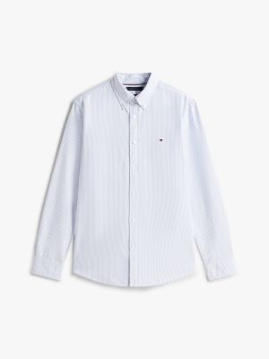 blue regular fit stripe oxford shirt for men tommy hilfiger