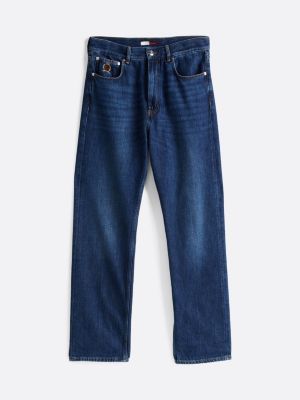 blue crest embroidery faded relaxed jeans for men tommy hilfiger