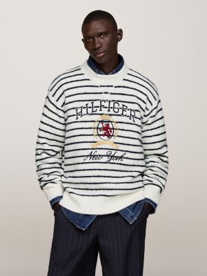 blue breton stripe crest relaxed jumper for men tommy hilfiger