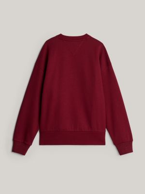 sweat à col ras-du-cou et blason brodé rouge pour hommes tommy hilfiger