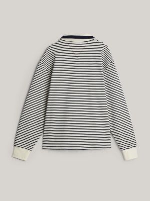 white crest breton stripe half-zip sweatshirt for men tommy hilfiger