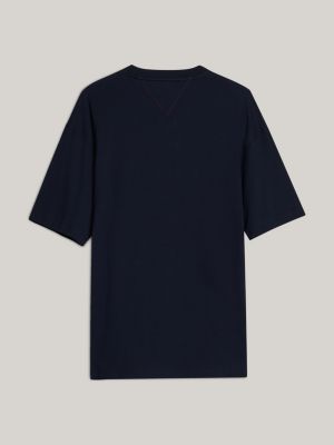 t-shirt con tasca e stemma ricamato blu da uomini tommy hilfiger