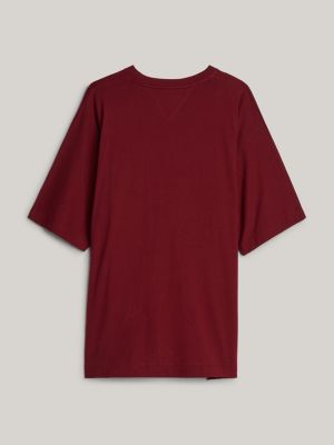 t-shirt boxy à manches kimono et blason brodé rouge pour hommes tommy hilfiger