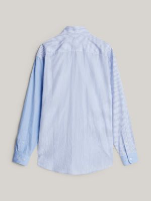 camisa de cuadros y rayas ithaca con escudo azul de hombres tommy hilfiger