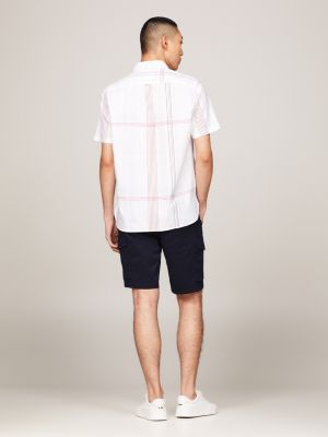 weiß regular fit kurzarmhemd mit karos für herren - tommy hilfiger