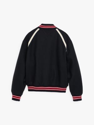 blue crest varsity jacket with cashmere for men tommy hilfiger