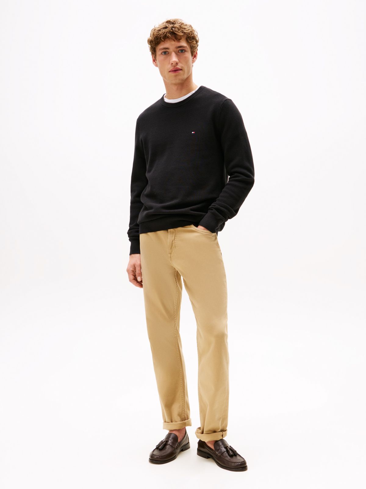 Flag Embroidery Crew Neck Jumper — Black