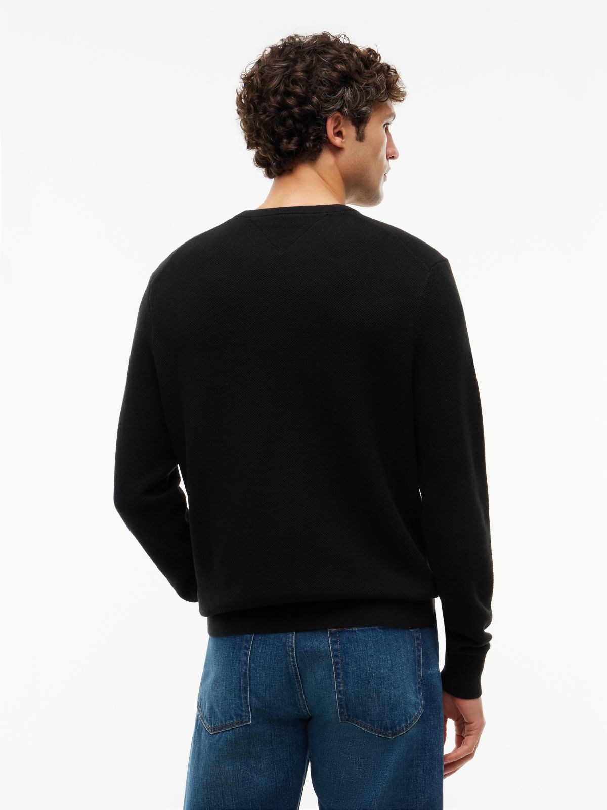 Flag Embroidery Crew Neck Jumper — Black