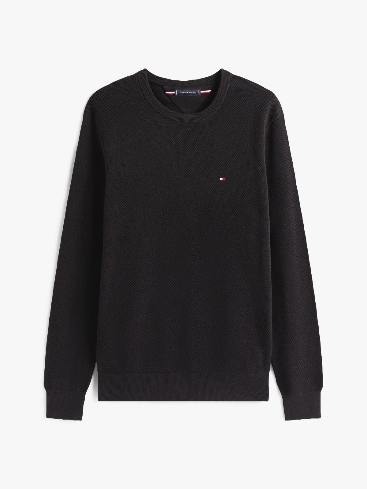 Flag Embroidery Crew Neck Jumper — Black