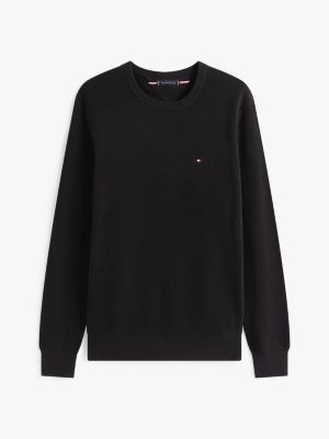 black flag embroidery crew neck jumper for men tommy hilfiger