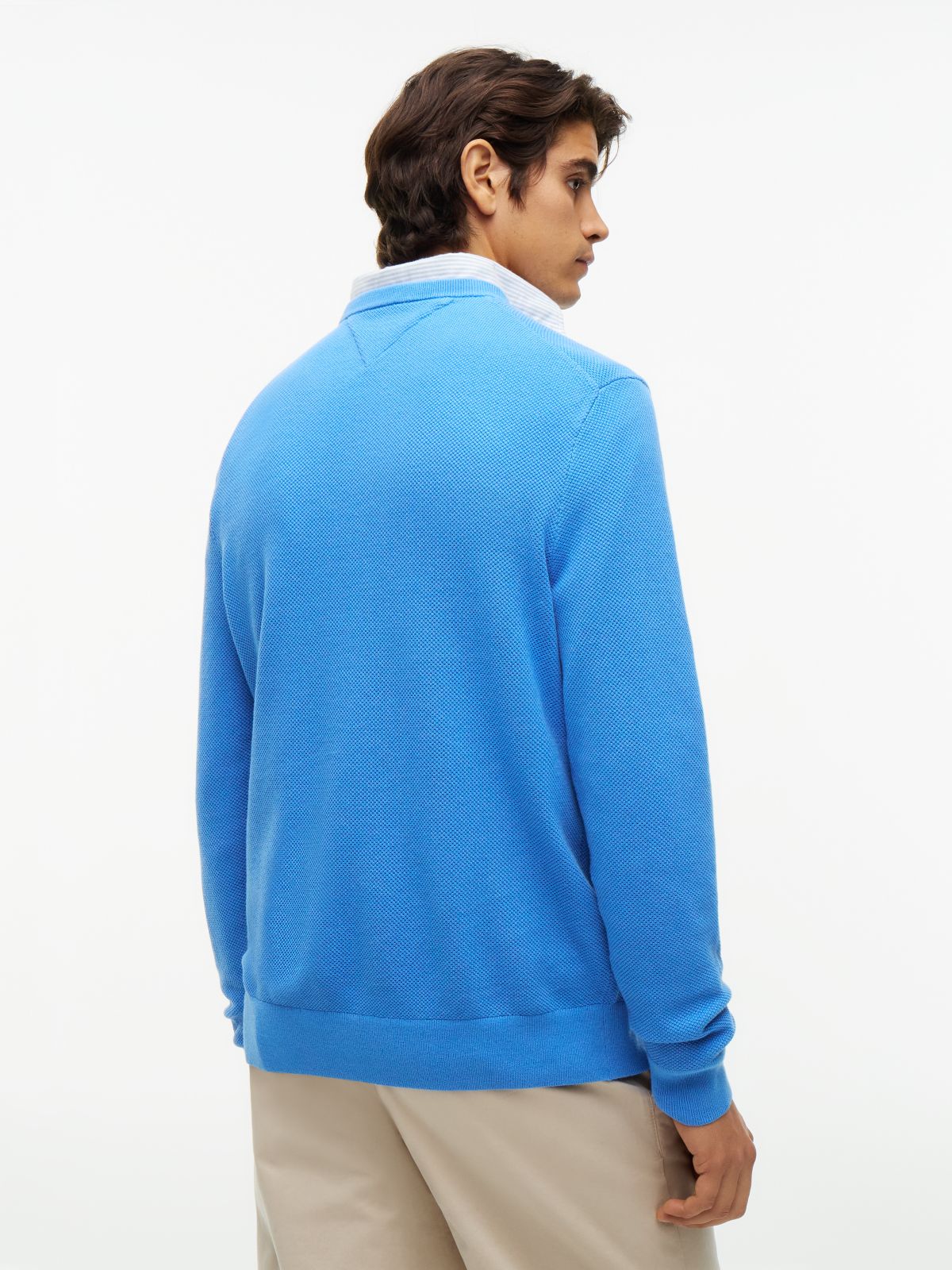 Flag Embroidery Crew Neck Jumper — Blue
