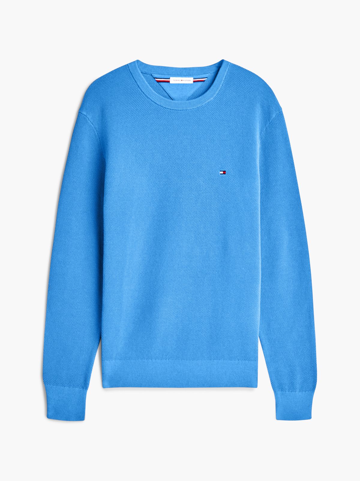 Flag Embroidery Crew Neck Jumper — Blue