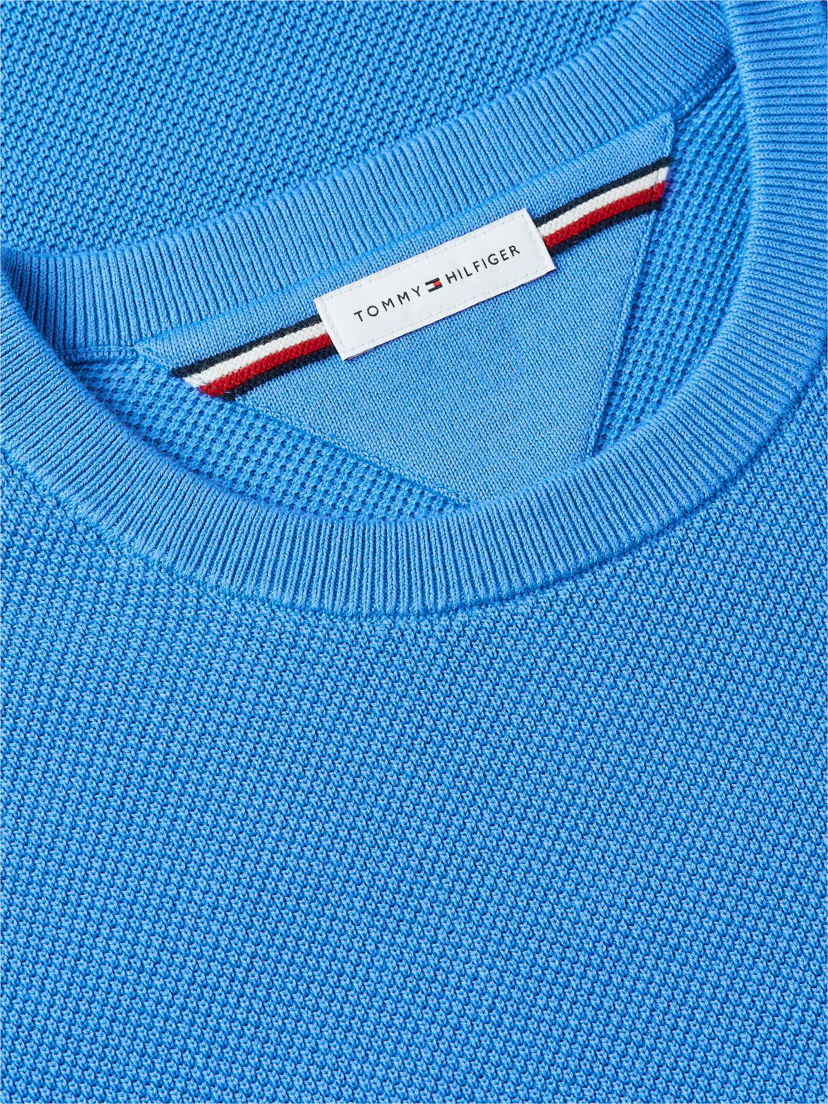 Flag Embroidery Crew Neck Jumper — Blue