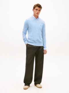 Flag Embroidery Crew Neck Jumper — Blue 3
