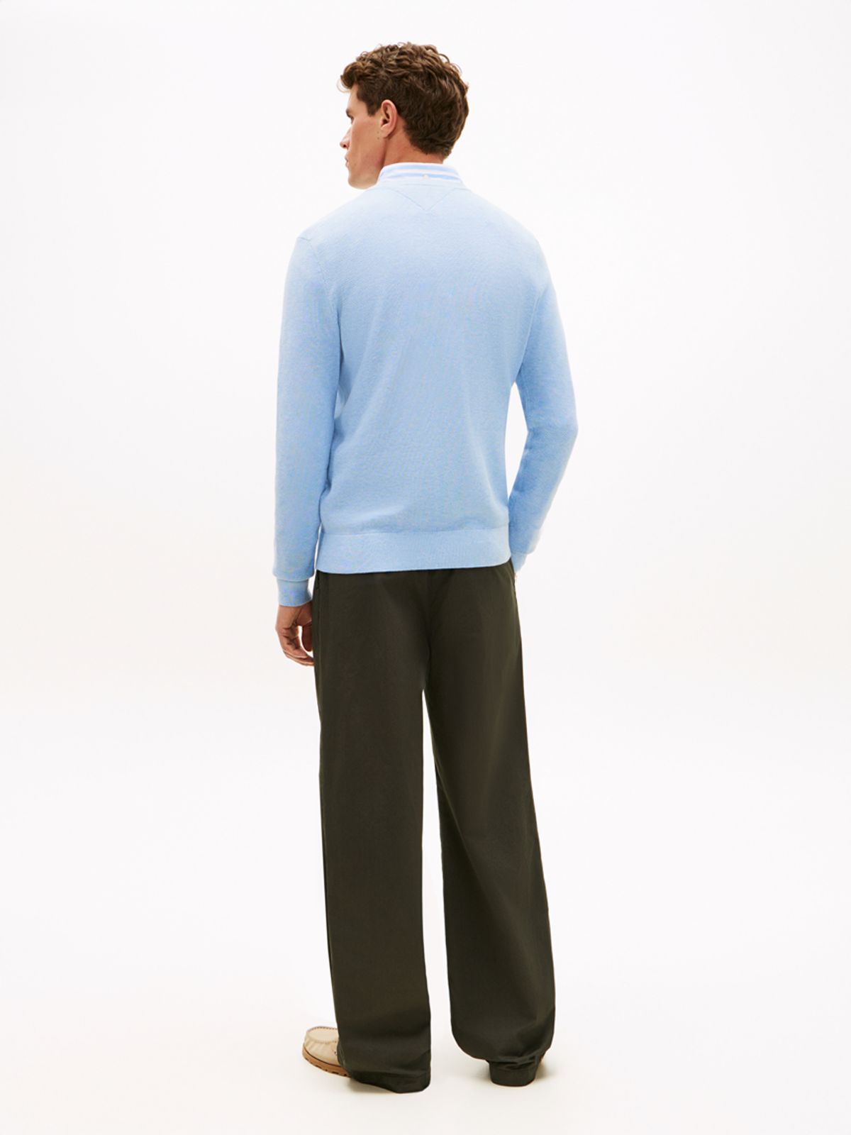 Flag Embroidery Crew Neck Jumper — Blue
