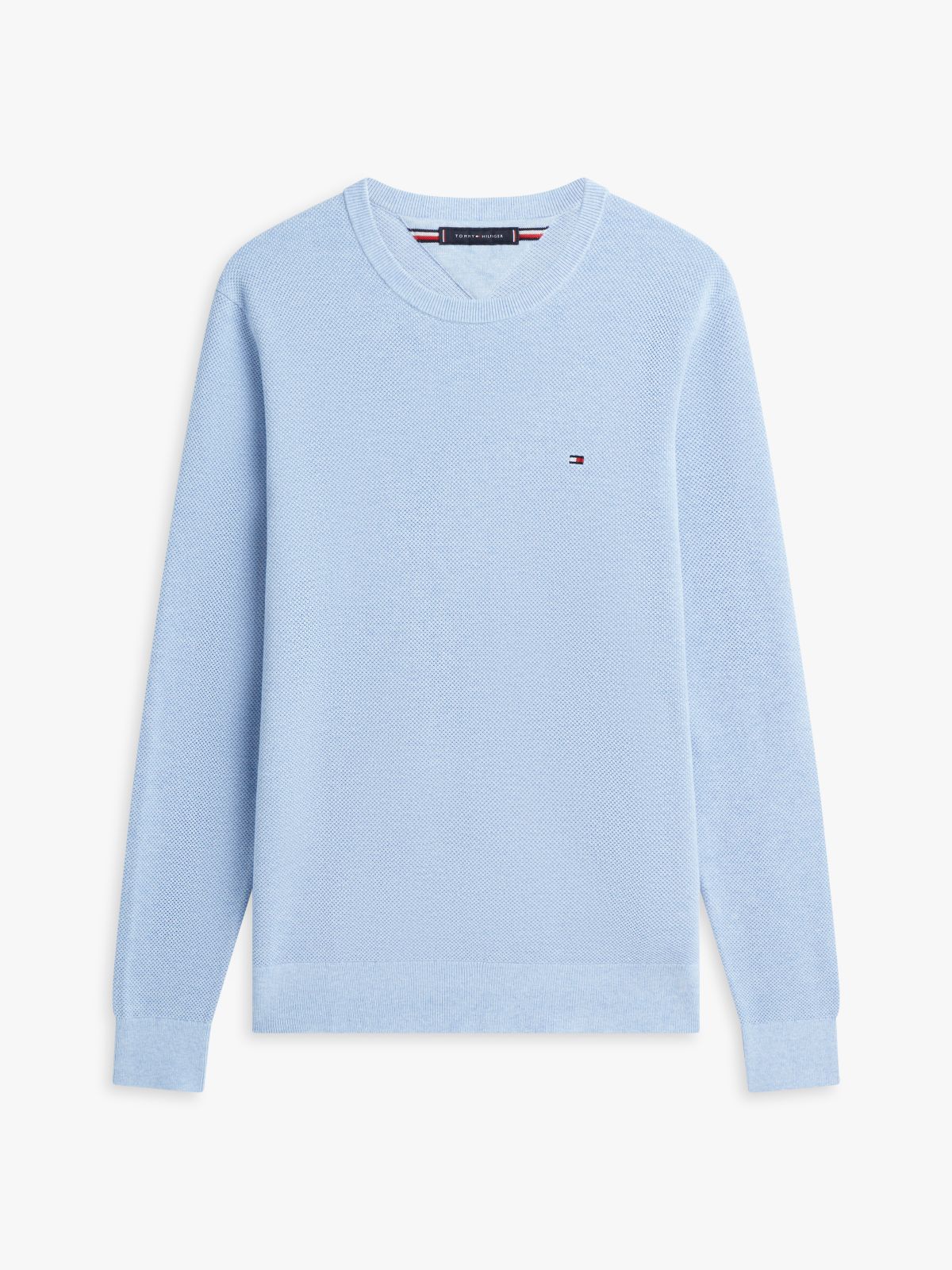 Flag Embroidery Crew Neck Jumper — Blue