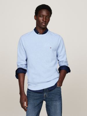 blue flag embroidery textured jumper for men tommy hilfiger