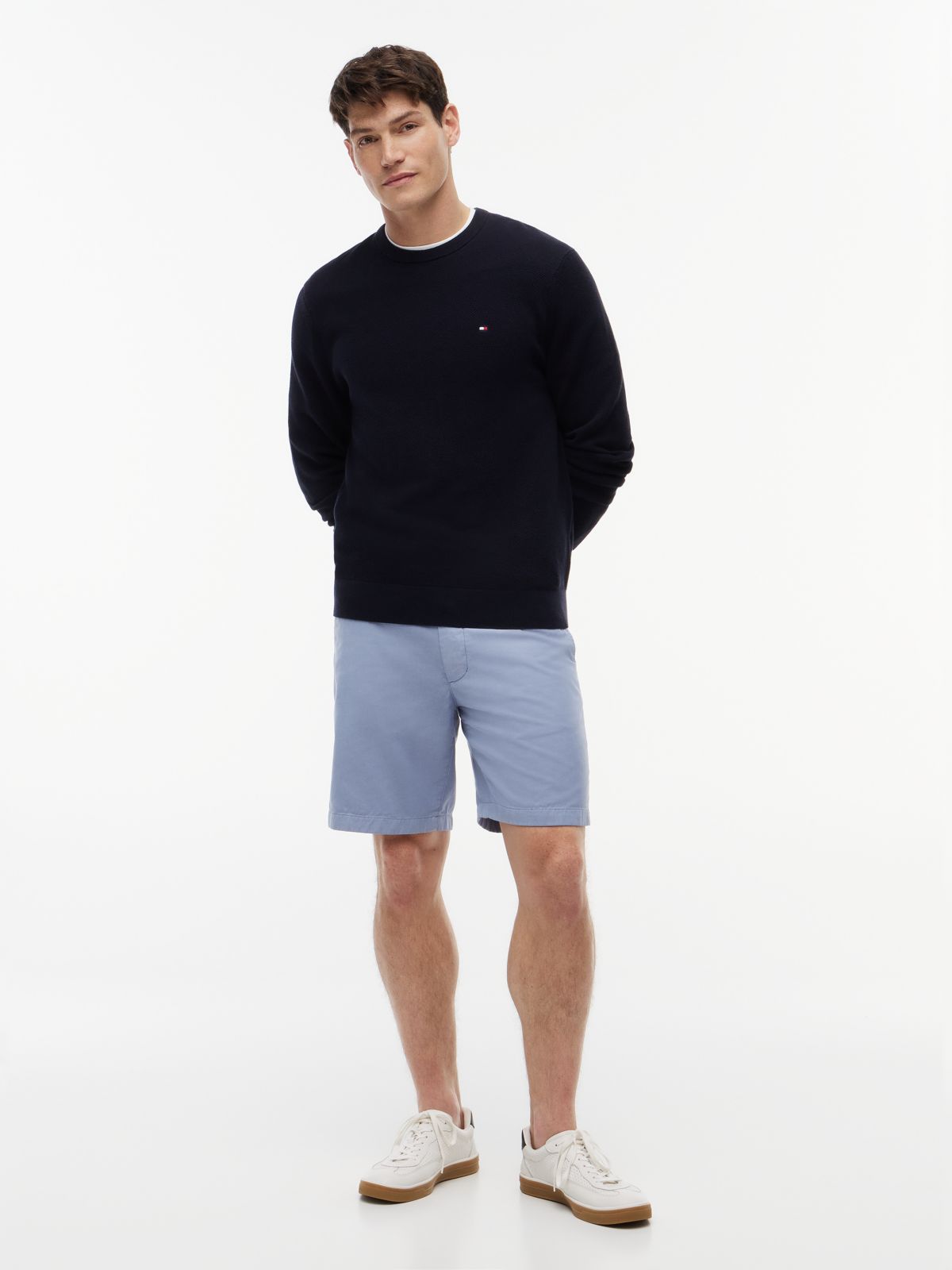 Flag Embroidery Crew Neck Jumper — Blue