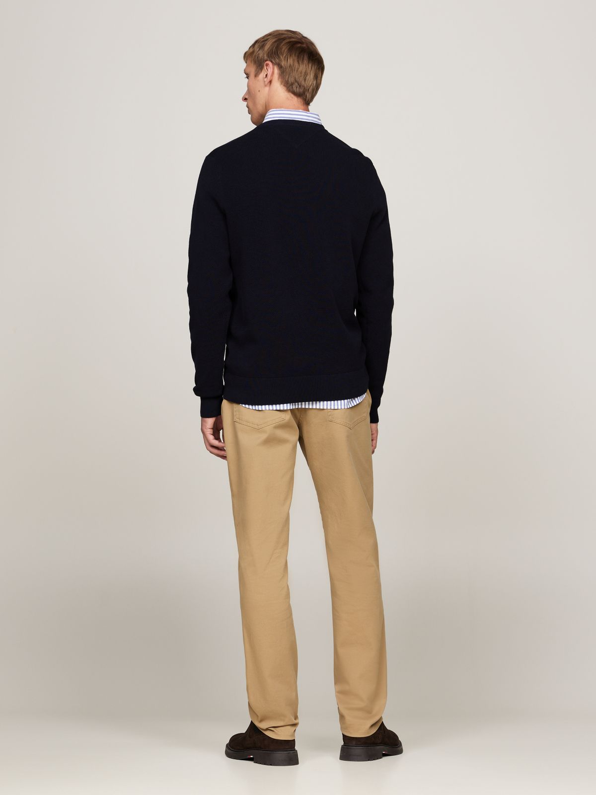 Flag Embroidery Crew Neck Jumper — Blue
