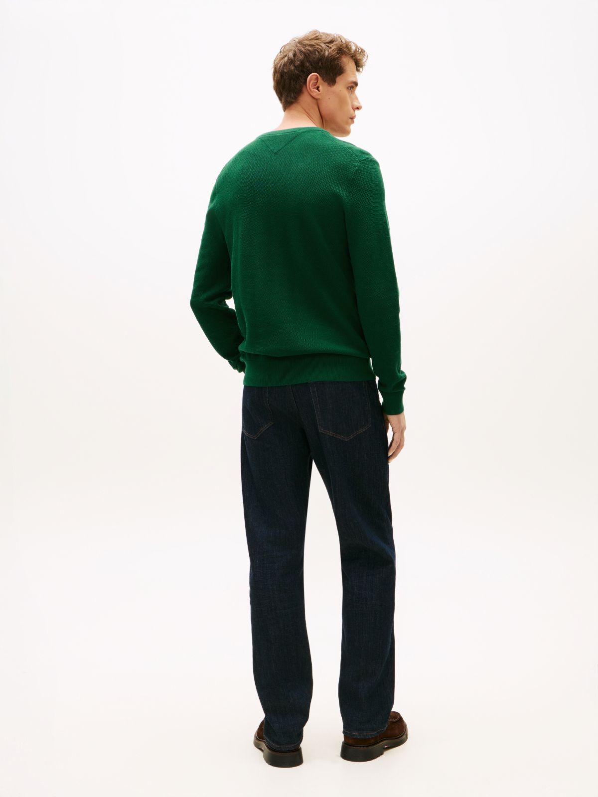 Flag Embroidery Crew Neck Jumper — Green
