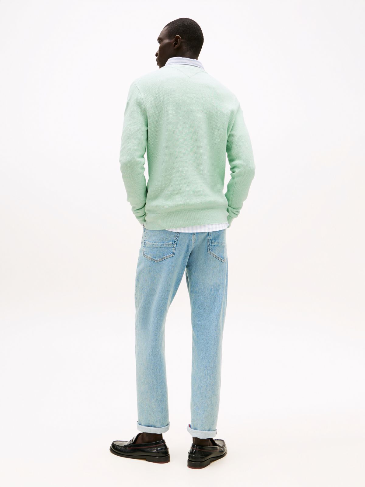 Flag Embroidery Crew Neck Jumper — Green