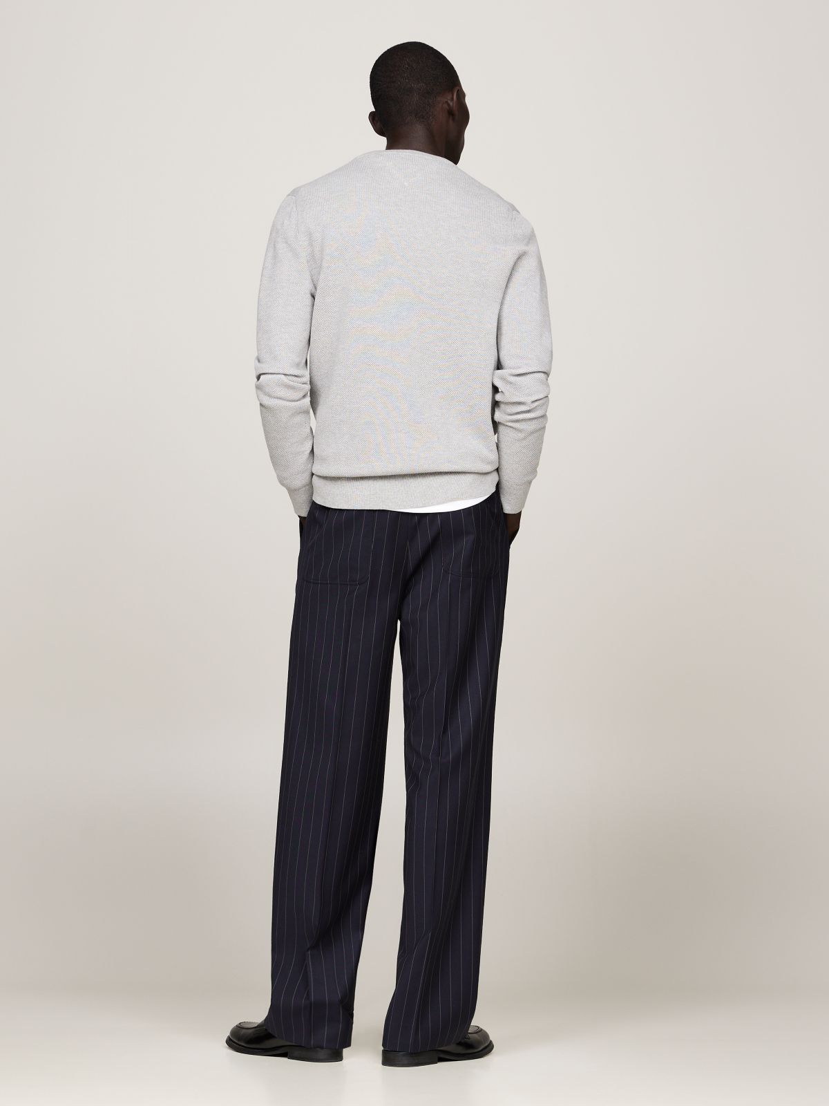 Flag Embroidery Crew Neck Jumper — Grey