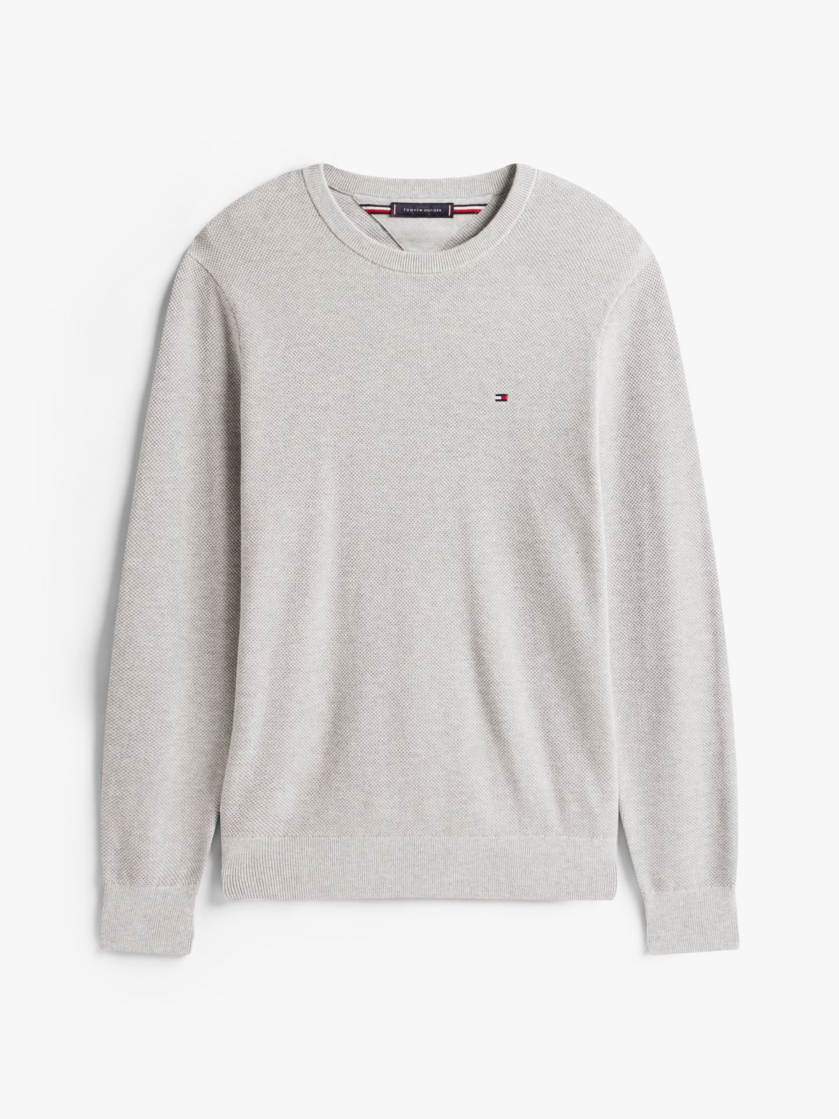 Flag Embroidery Crew Neck Jumper — Grey