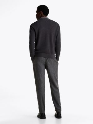grey flag embroidery crew neck jumper for men tommy hilfiger
