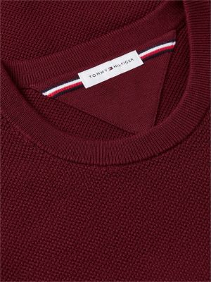 paars trui met ronde hals en gebreide textuur voor heren - tommy hilfiger