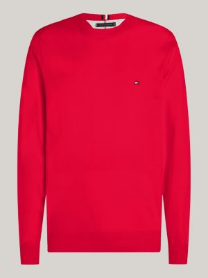 jersey texturizado con logo bordado roja de hombres tommy hilfiger