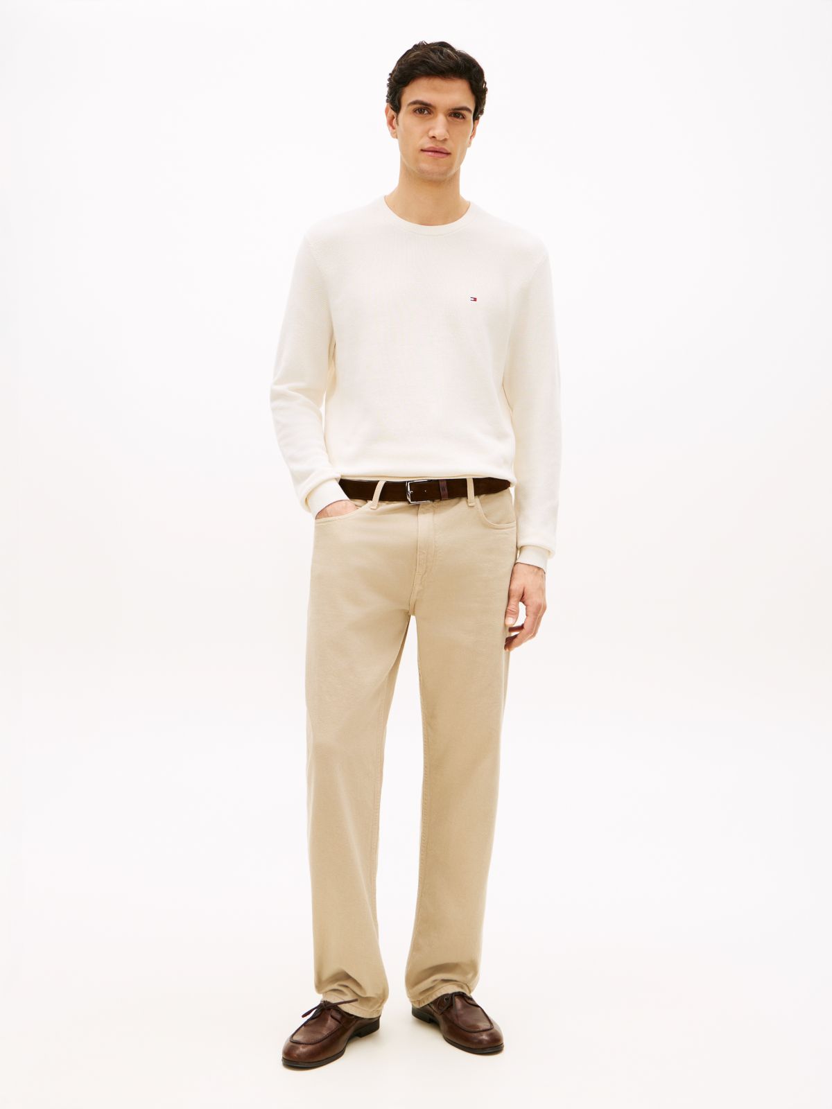 Flag Embroidery Crew Neck Jumper — Yellow