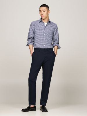 blau regular fit oxford-hemd mit vichy-karo für herren - tommy hilfiger