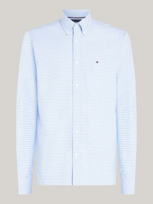 chemise oxford coupe standard à motif vichy bleu pour hommes tommy hilfiger