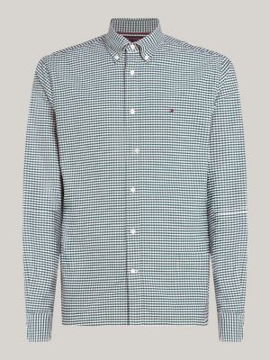 blue gingham regular fit oxford shirt for men tommy hilfiger