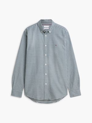 camisa oxford de cuadros vichy verde de hombres tommy hilfiger