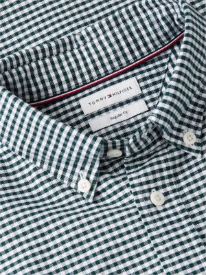 camisa oxford de cuadros vichy verde de hombres tommy hilfiger
