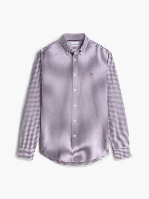 camicia regular fit a quadretti vichy viola da uomini tommy hilfiger