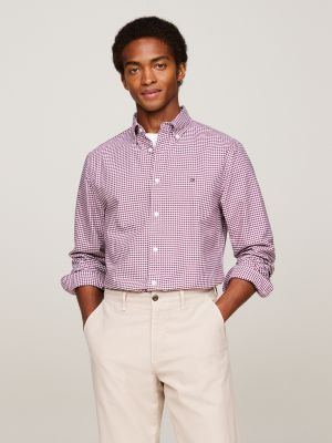 Gingham Regular Fit Oxford Shirt Purple Tommy Hilfiger