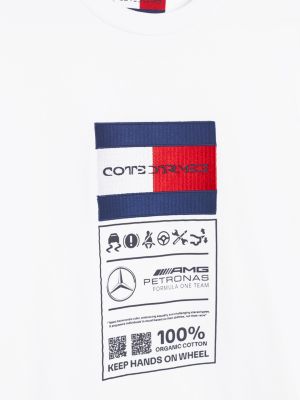 white tommy x mercedes f1 x cr care label logo t-shirt for men tommy hilfiger