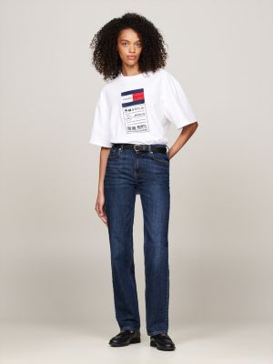 Tommy x Mercedes F1 x CR Care Label Logo T-Shirt | White | Tommy 