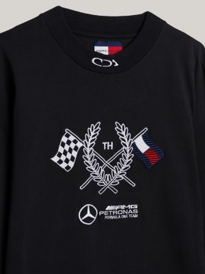 camiseta de manga larga tommy x mercedes f1 x cr negro de hombres tommy hilfiger