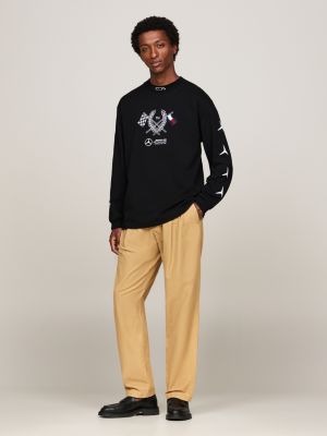 Tommy x Mercedes F1 x CR Logo Long Sleeve T-Shirt | Black | Tommy Hilfiger