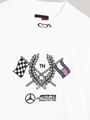 camiseta de manga larga tommy x mercedes f1 x cr blanco de hombres tommy hilfiger