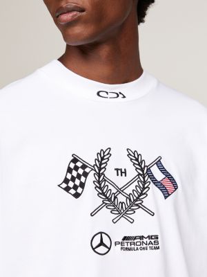 camiseta de manga larga tommy x mercedes f1 x cr blanco de hombres tommy hilfiger